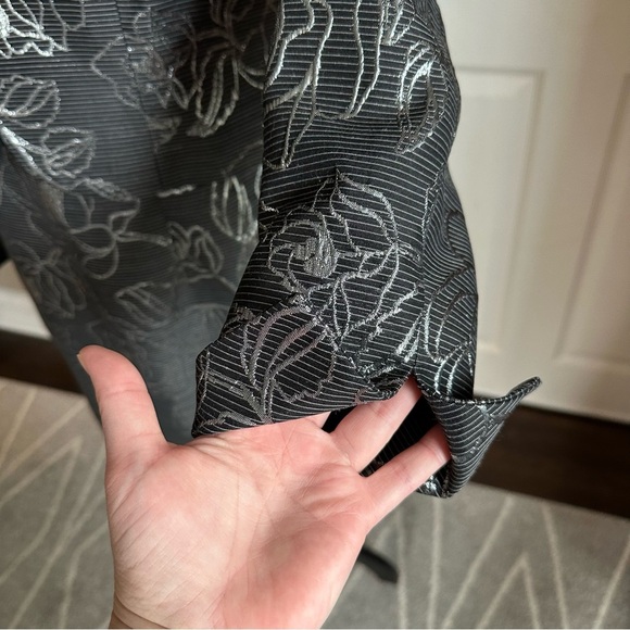 Nipon Boutique Black and Silver Floral Jacket and Cocktail Dress Set - Picture 3 of 9